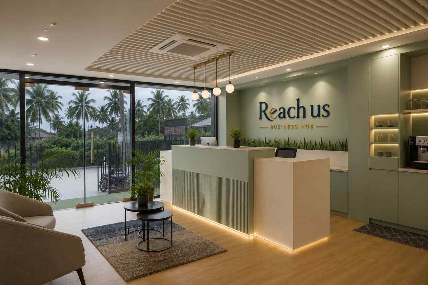 Reach Us Business Hub reception at KJ Square